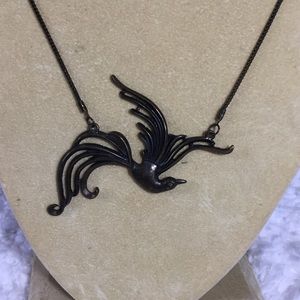 Vintage Bronze Bird Necklace 24”